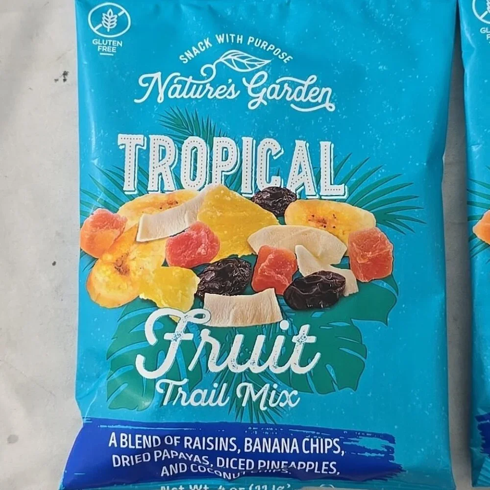 Nature's Garden Tropical Fruit Trail Mix Snack 4 Oz 4 Pack, Healthy Dried Fruit